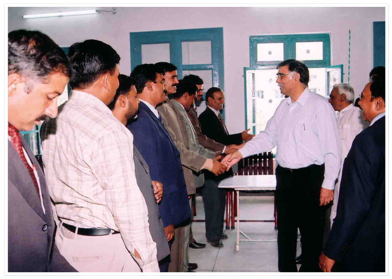 Group Chairman Mr Sheikh Waqar Yousuf greeting staff at La Salle High School
